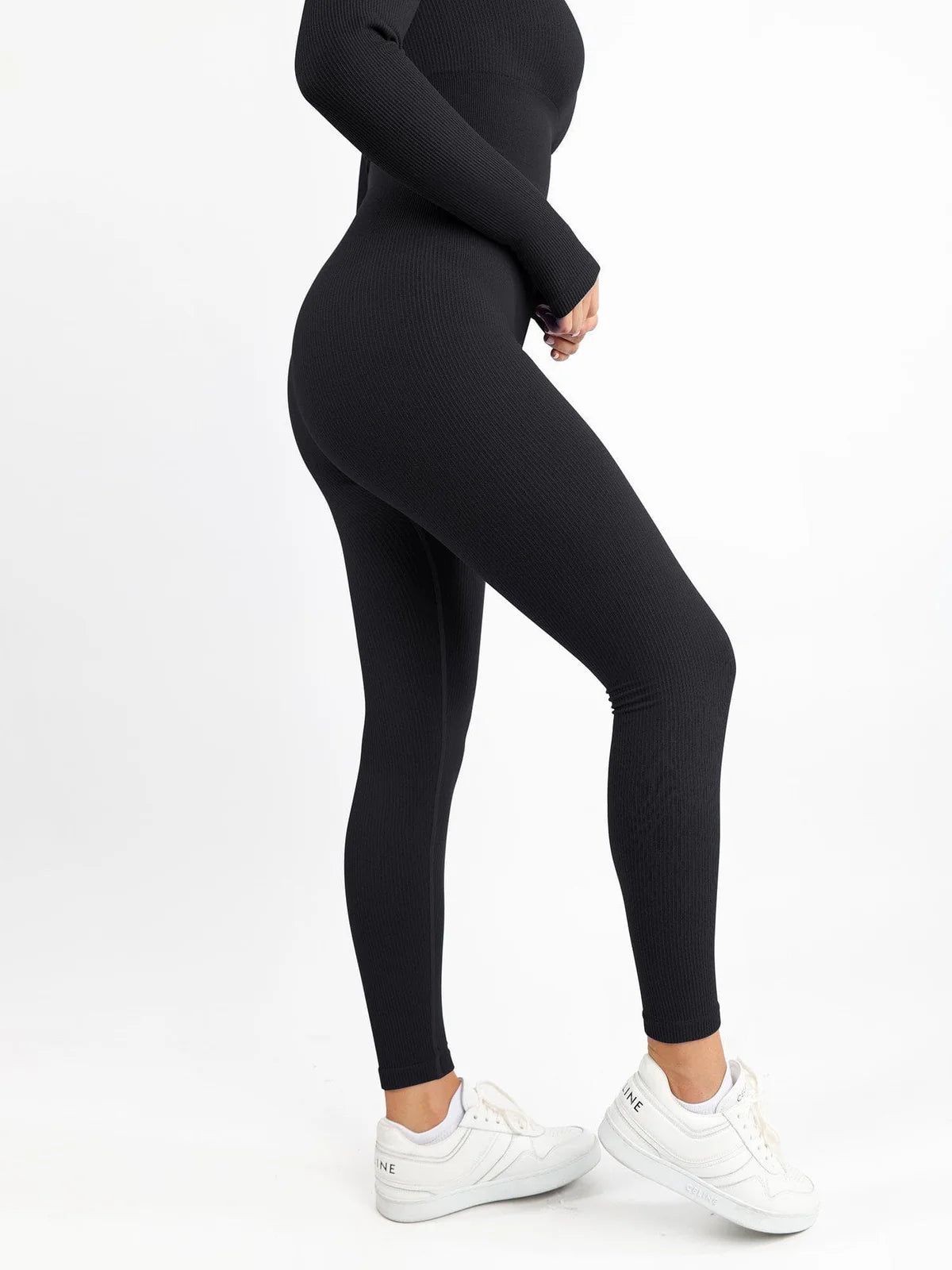 Seamless Square Neck Long-Sleeve Jumpsuit