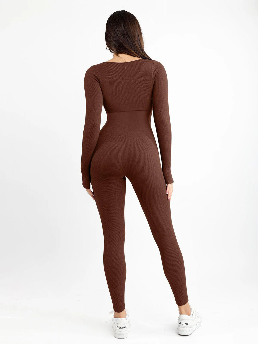 Seamless Square Neck Long-Sleeve Jumpsuit