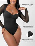 Sculpté V-Neck Mesh Bodysuit