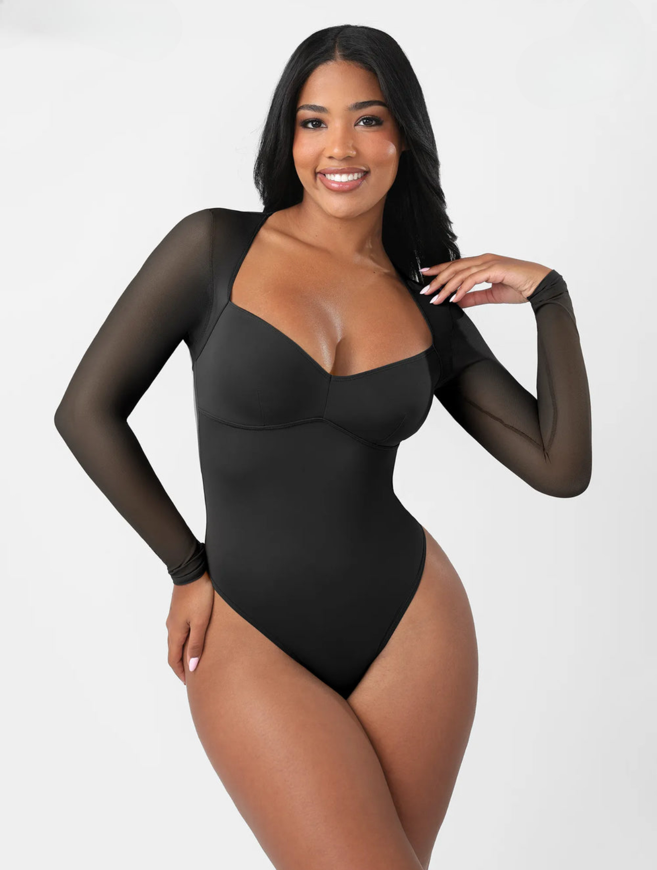 Sculpté V-Neck Mesh Bodysuit