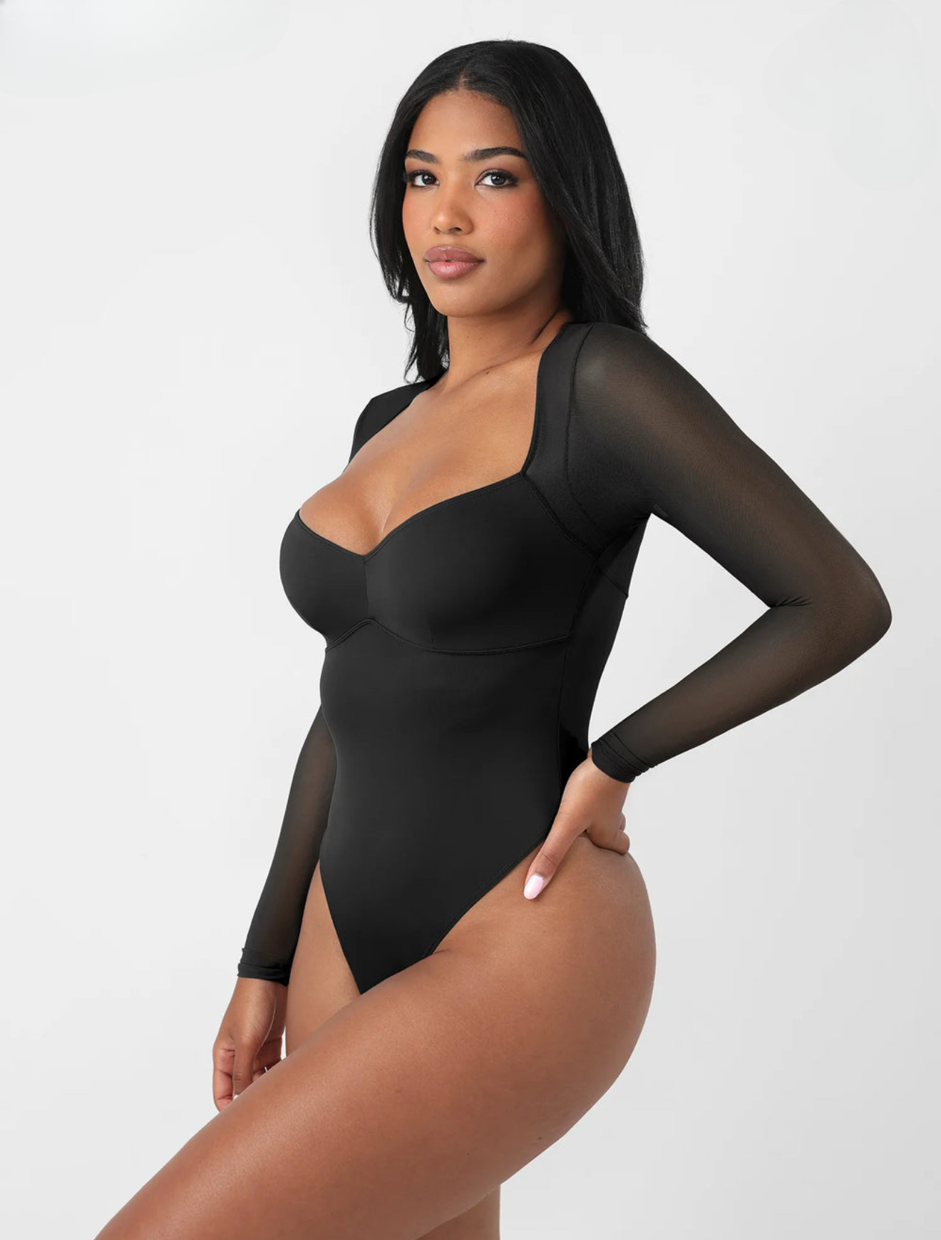 Sculpté V-Neck Mesh Bodysuit