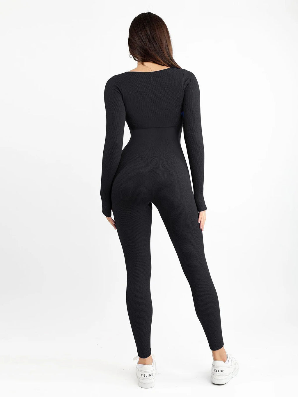 Seamless Square Neck Long-Sleeve Jumpsuit